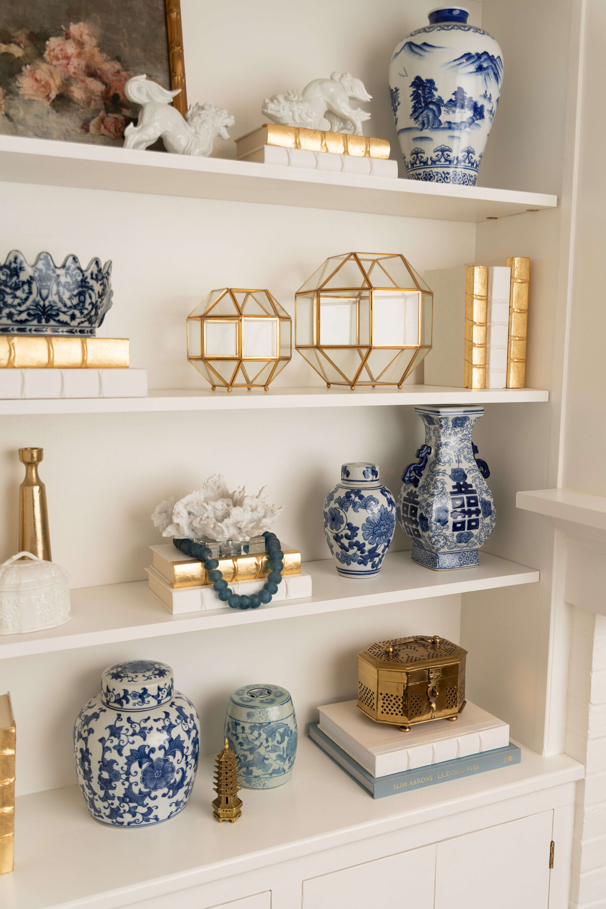 kristin ashley interiors styled white shelves