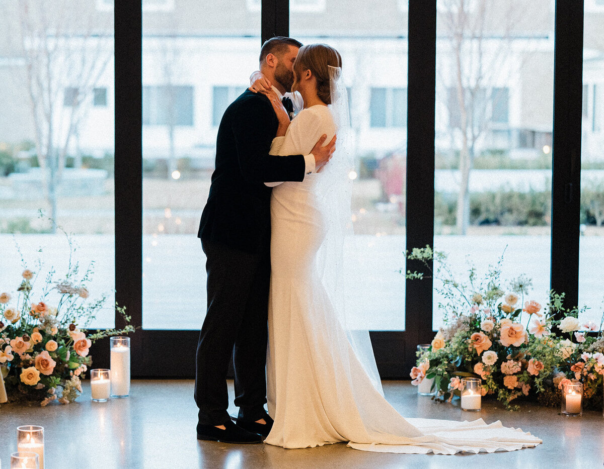 Bride and Groom First Kiss - Wedding Ceremony