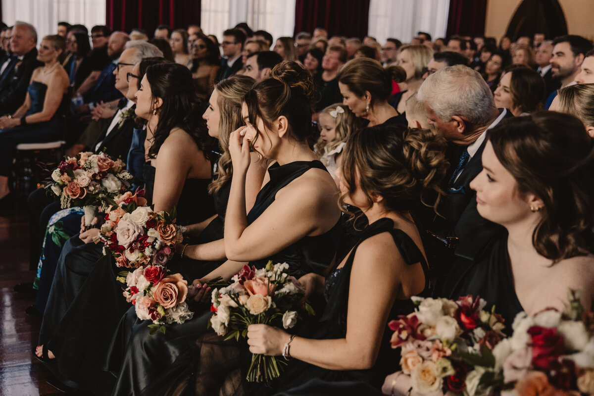 Wedding guests sitting during a wedding ceremony 