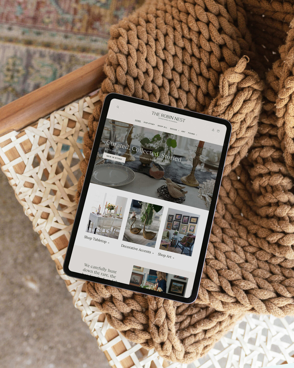 Cozy e-commerce website design for small businesses selling artisan goods, featuring soft tones and intentional layout.