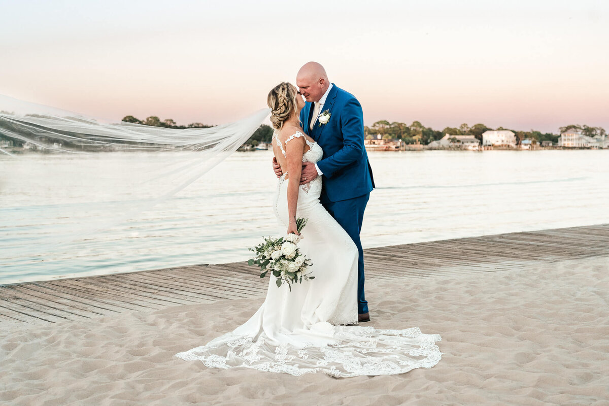 The-Gulf-Florida-Wedding-Photos-Video-Film-Megan-Chase-Portrait-Dip-Veil-Flowing