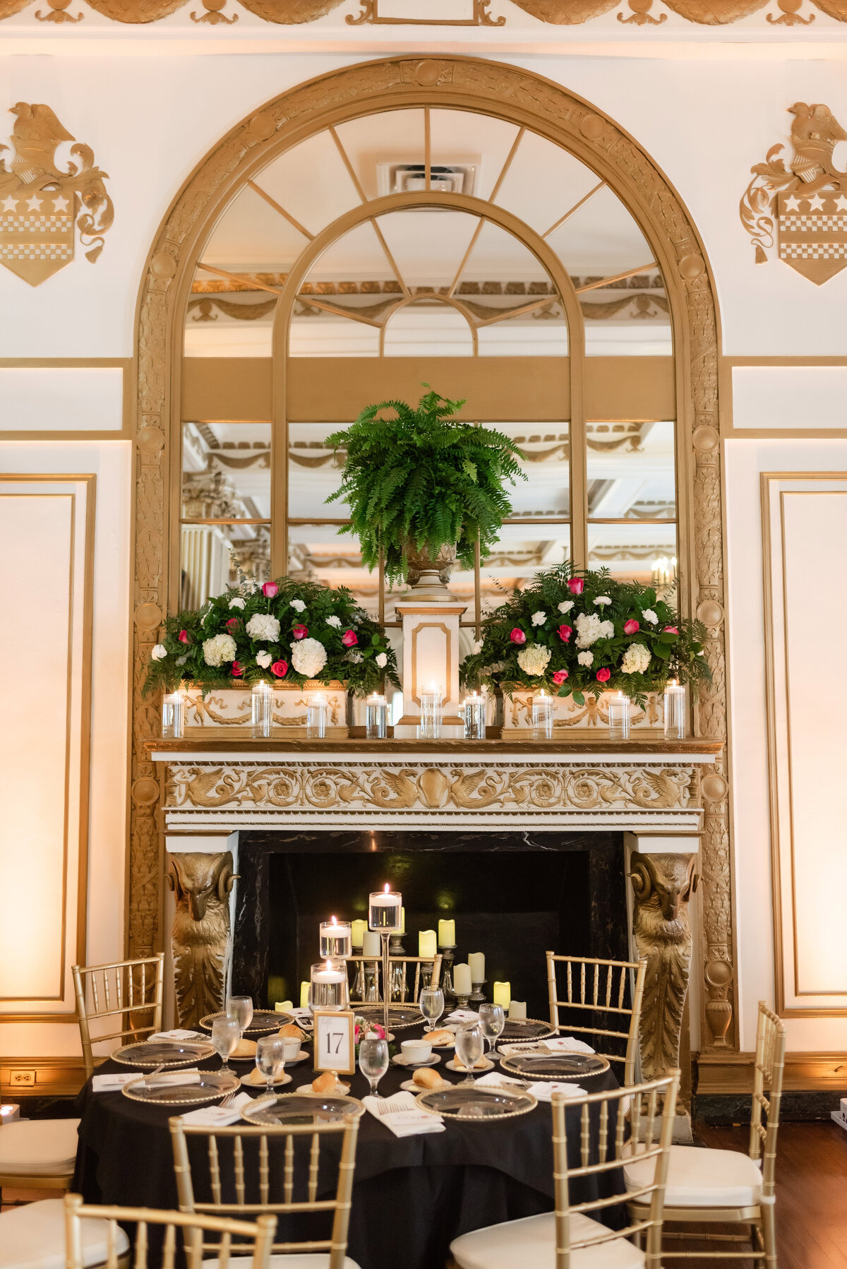 grand ballroom fireplace decor wedding reception george washington hotel