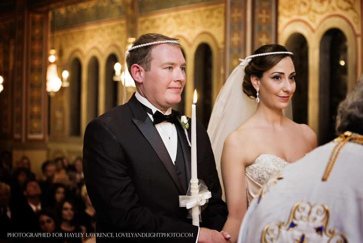 charlotte wedding photographer captures the bride and groom at Holy Trinity Greek Orthodox Church wedding