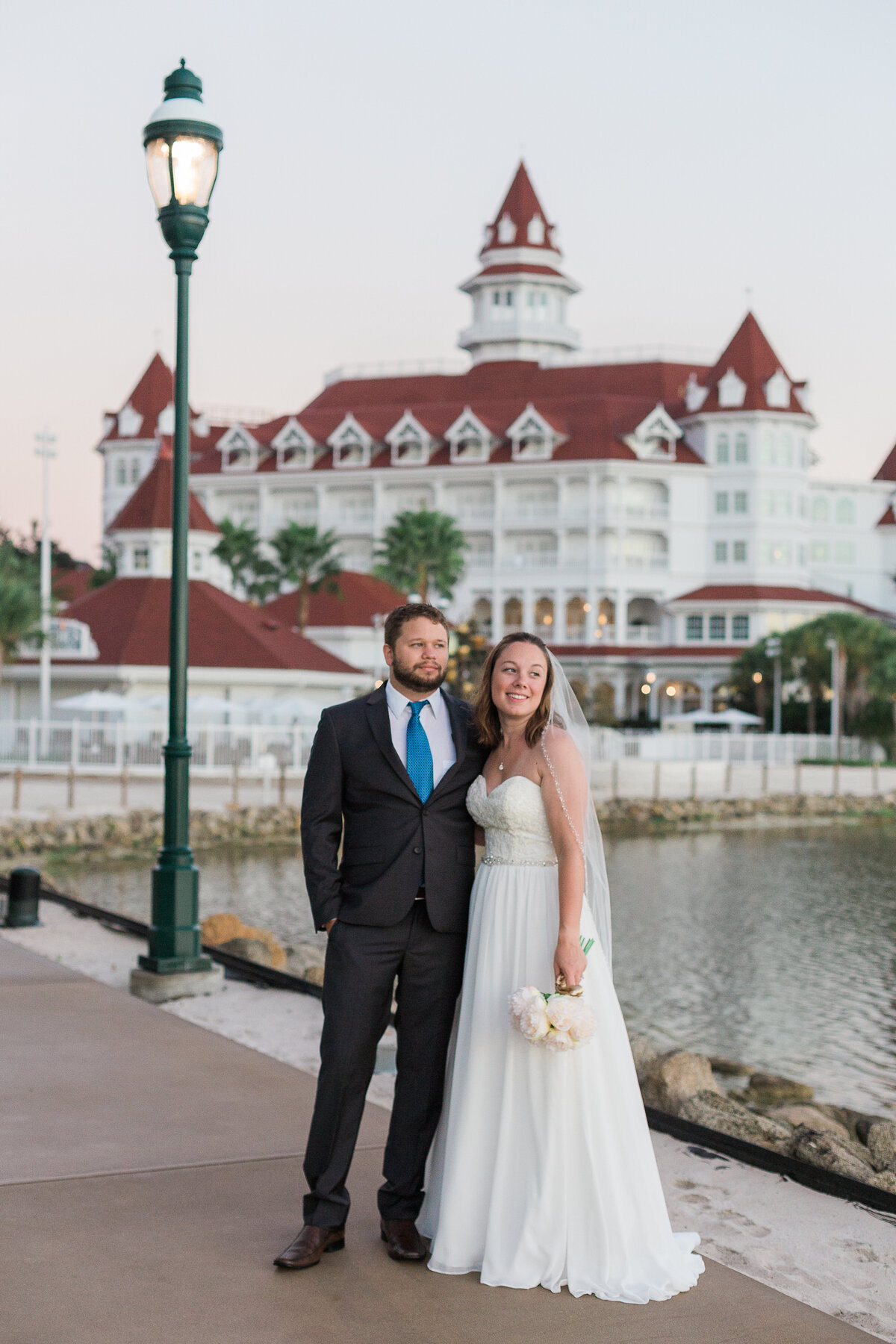 Bride and groom at Disney wedding