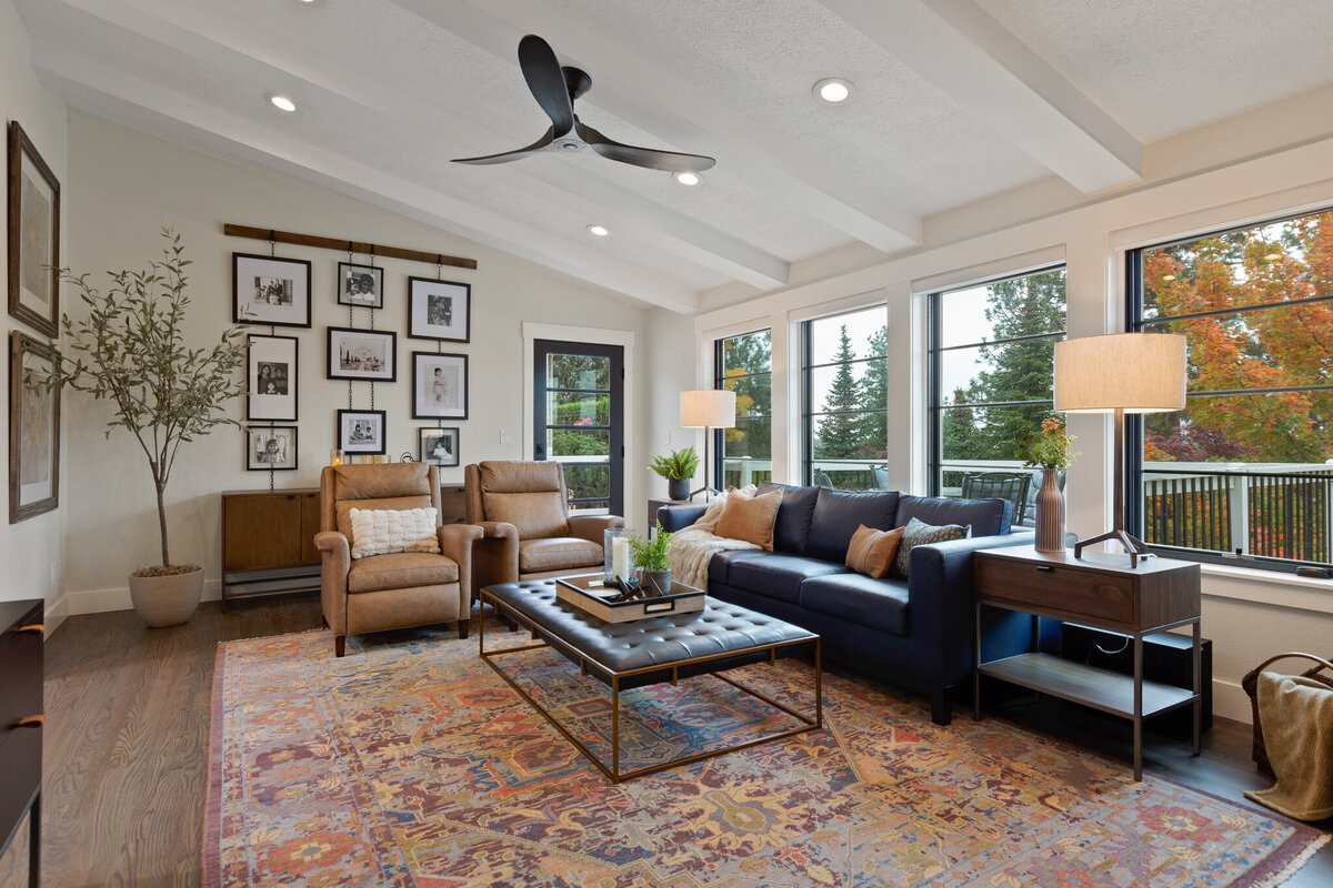 Cozy and bright living room design by Spokane interior design firm Sarro Design.