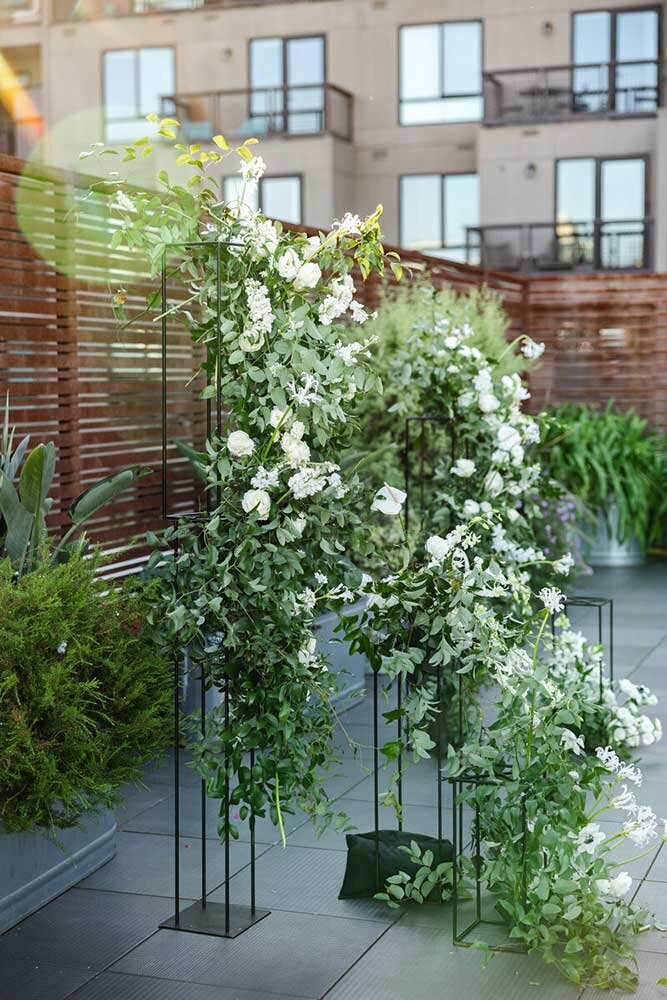 romantic rooftop san francisco wedding with greenery and florals