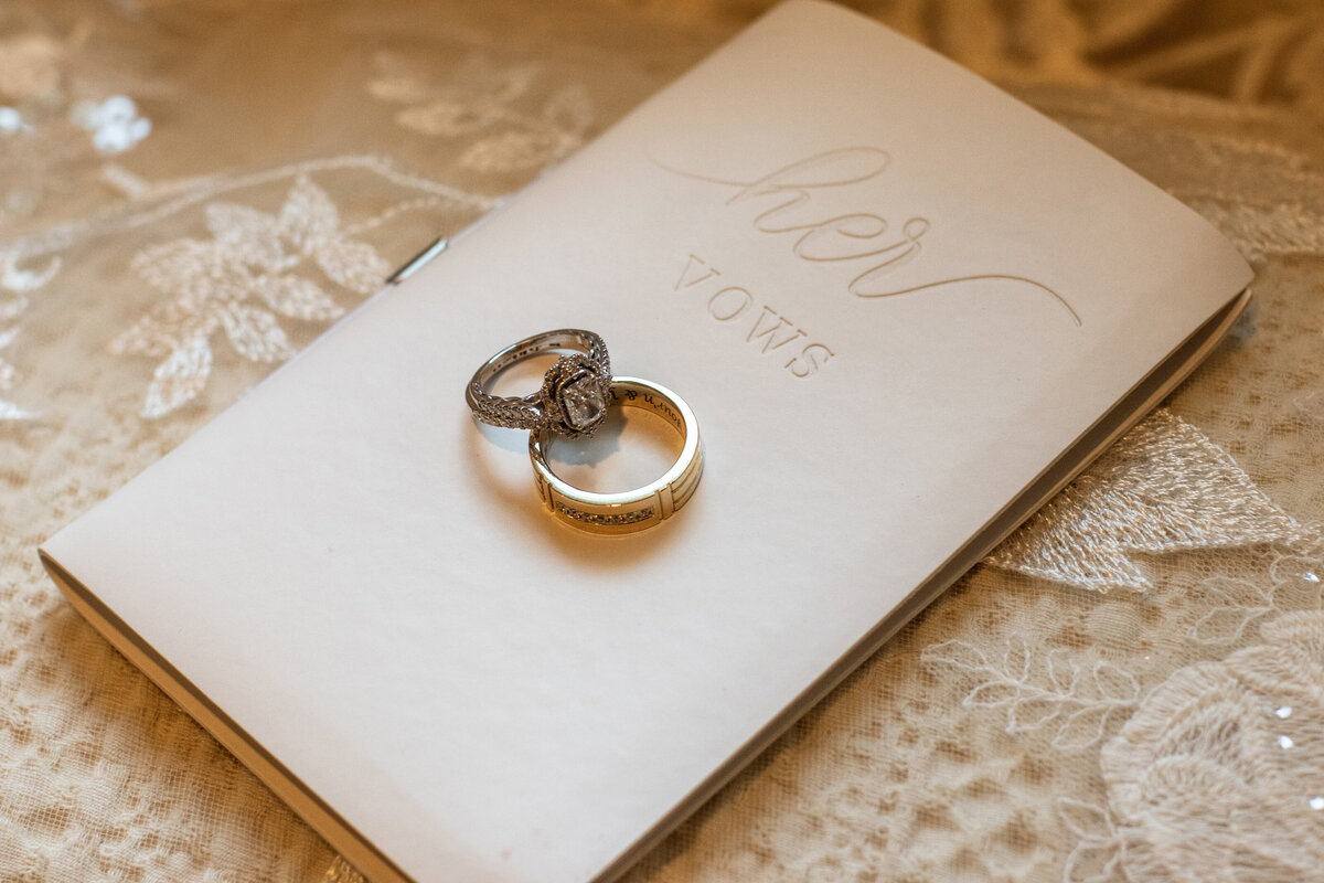 wedding rings on vow book