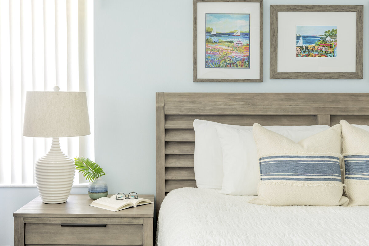 Modner Coastal Bed and Nightstand  Design by S. Fl based SOL Y MAR INTERIORS