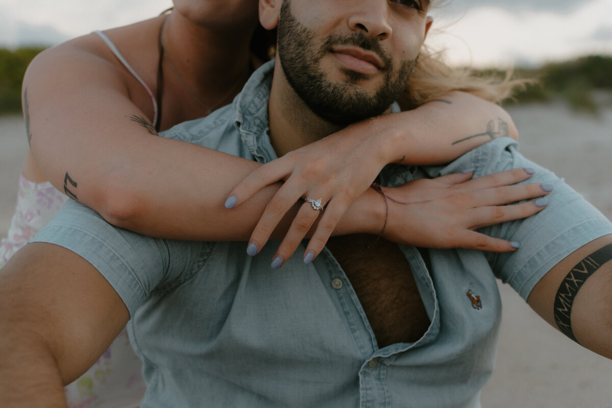 up close photos of couple during florida engagement
