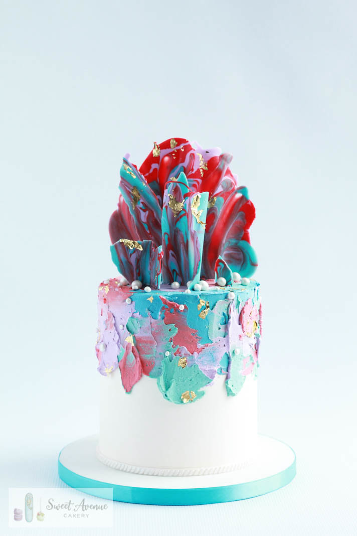 colourful chocolate sail cake