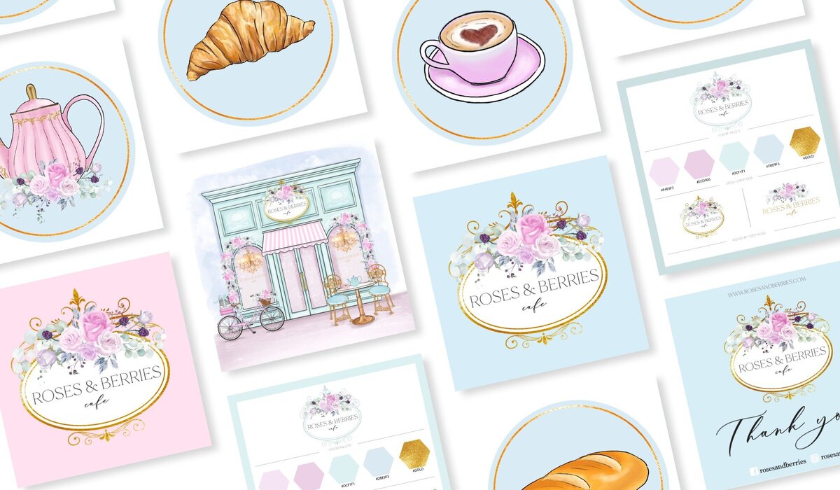 brand design for a pastel coffee shop3