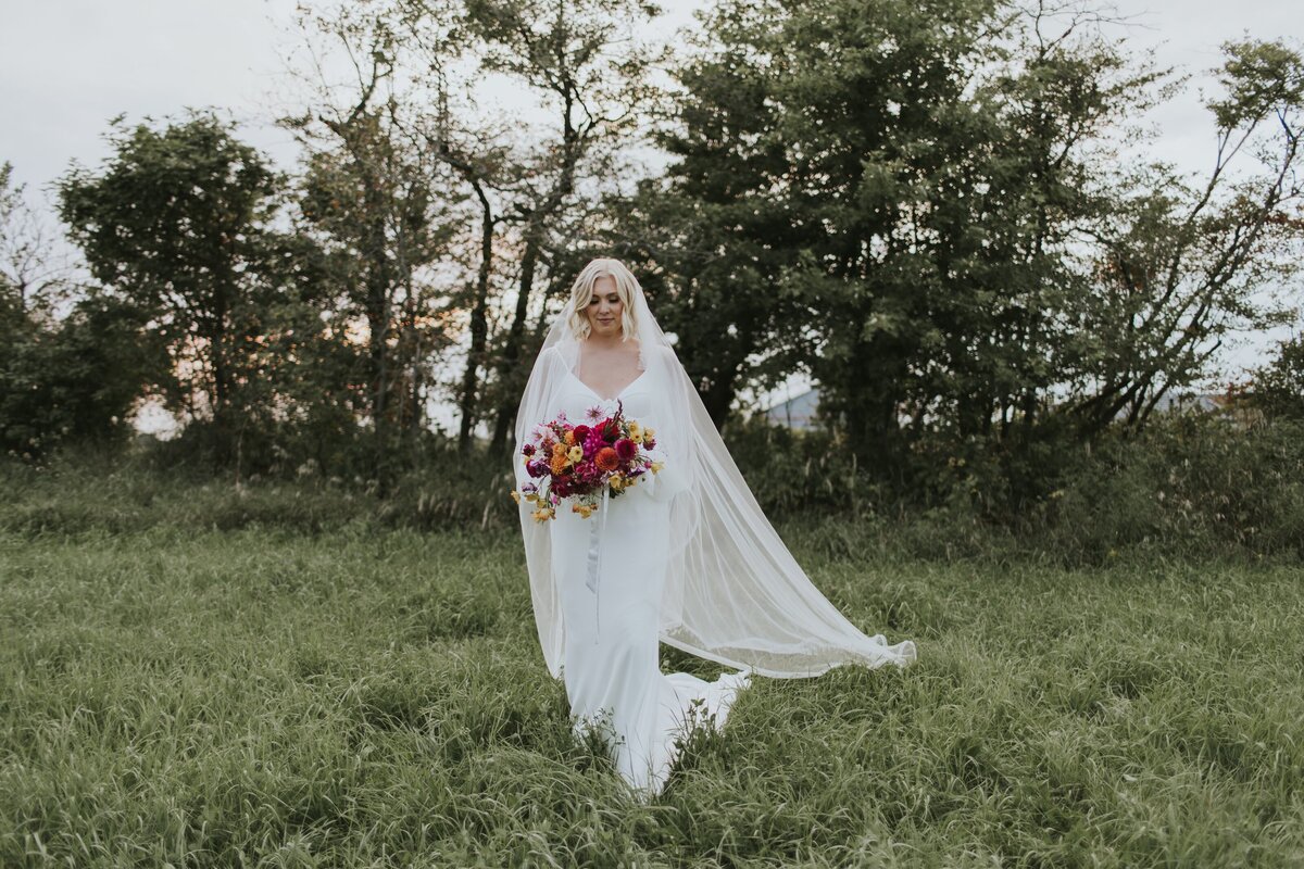 K+J Backyard Farm Wedding Colourful Flowers33