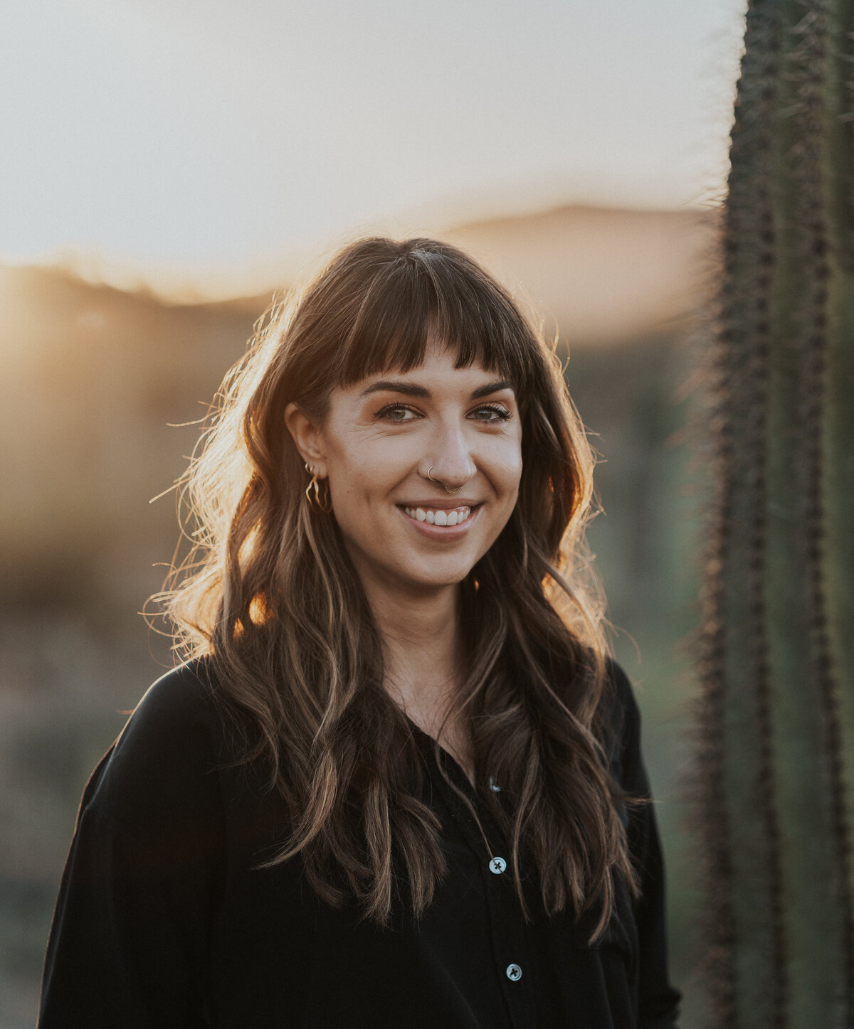 Headshot Portrait Photography Saguaro Desert Golden Hour