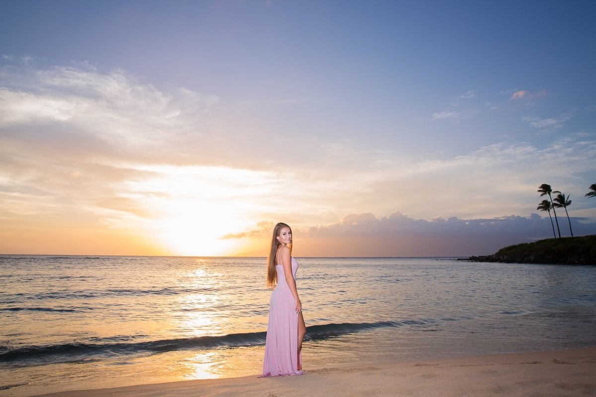 Capture Aloha Photography, Maui Senior Portrait Photography  with beautiful sunset on the beach