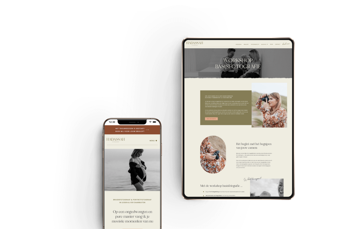 Custom Showit website Hadassah Fotografeert