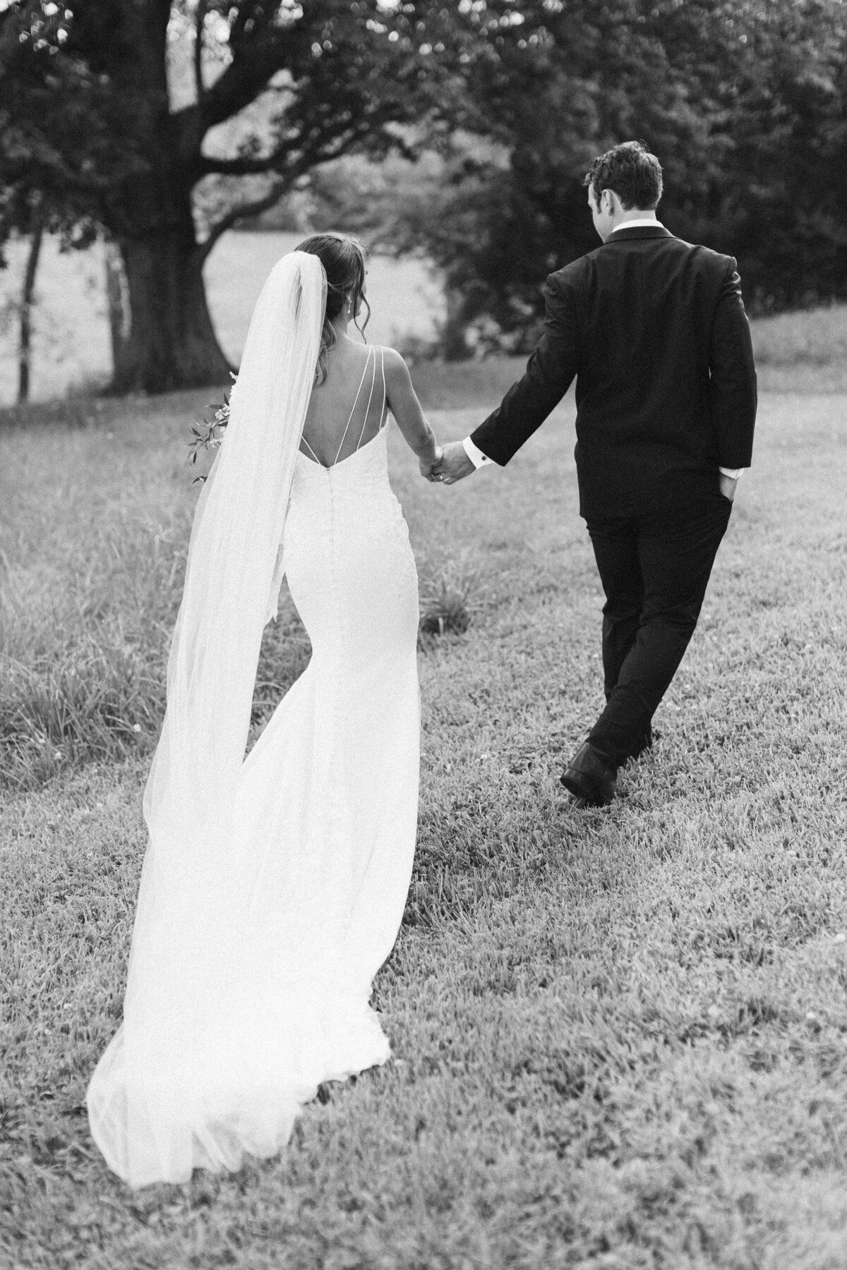 black-and-white-bride-and-groom-walking