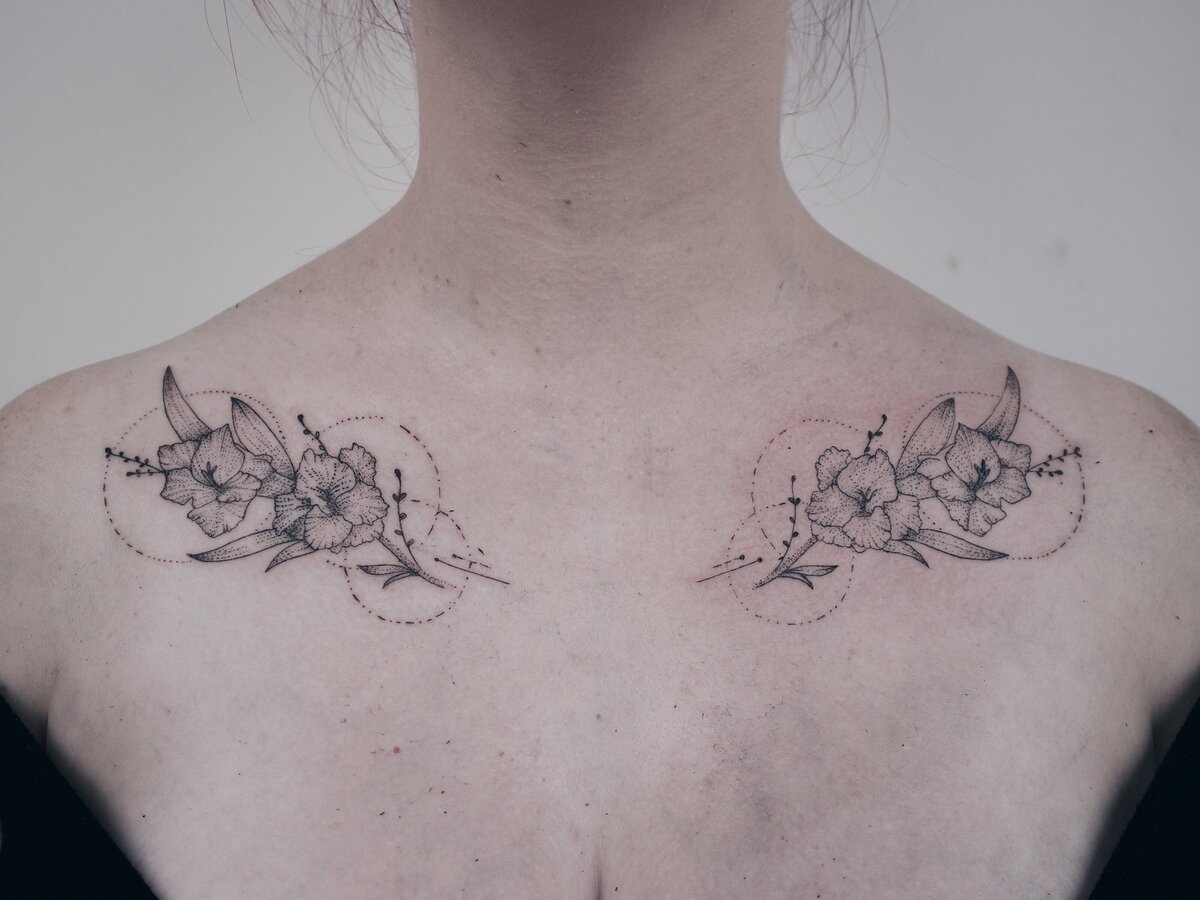 organic tattoo, floral tattoo, fine line tattoo