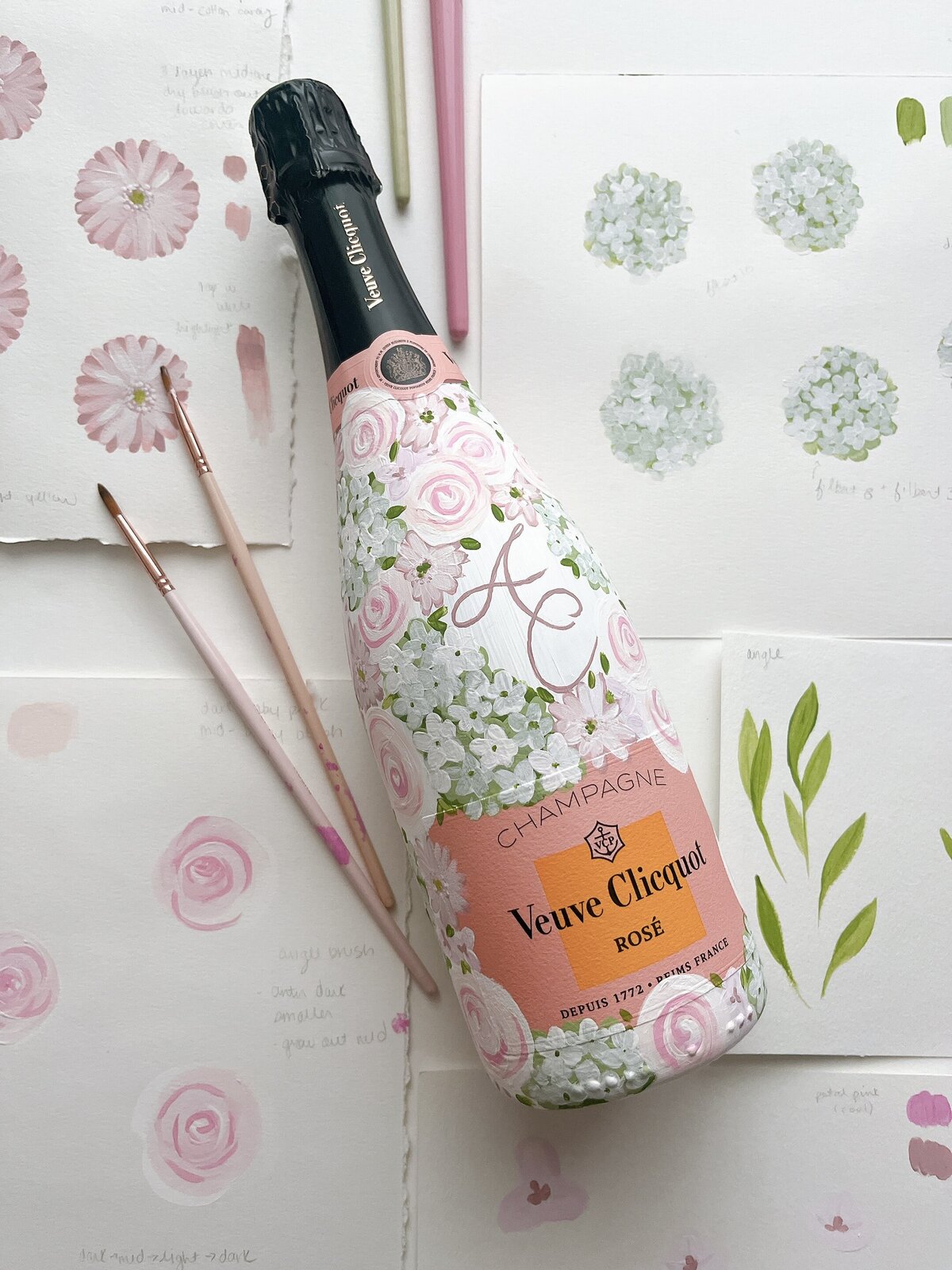 Stephanie Anne Illustration portfolio, featuring custom wedding illustrations, shoe sketches, champagne bottle artwork, and group wedding party illustrations