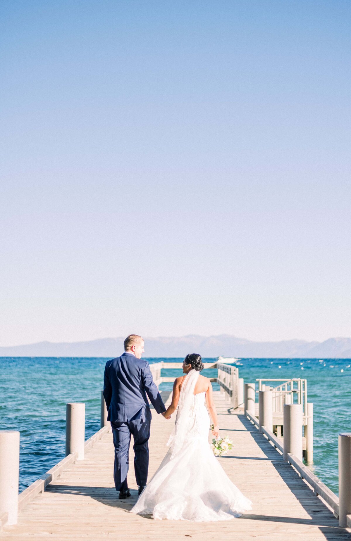 Elopement on pier in lake tahoe