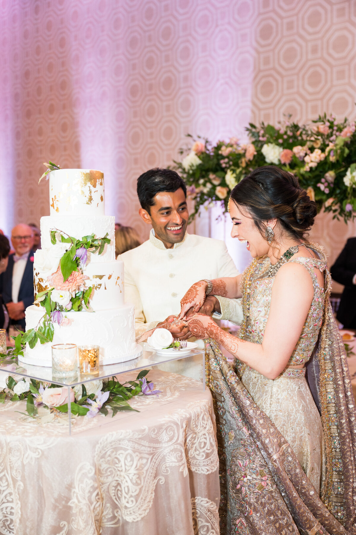 cake cutting at wedding reception