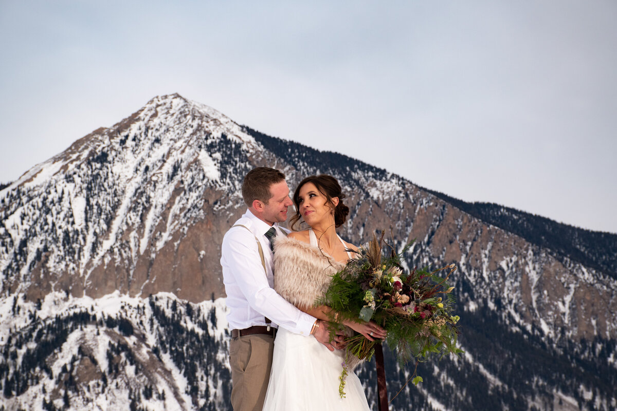 Winter wedding bride Crested Butte Colorado