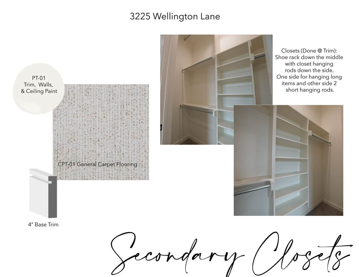 Secondary closets in Northlake luxury spec home