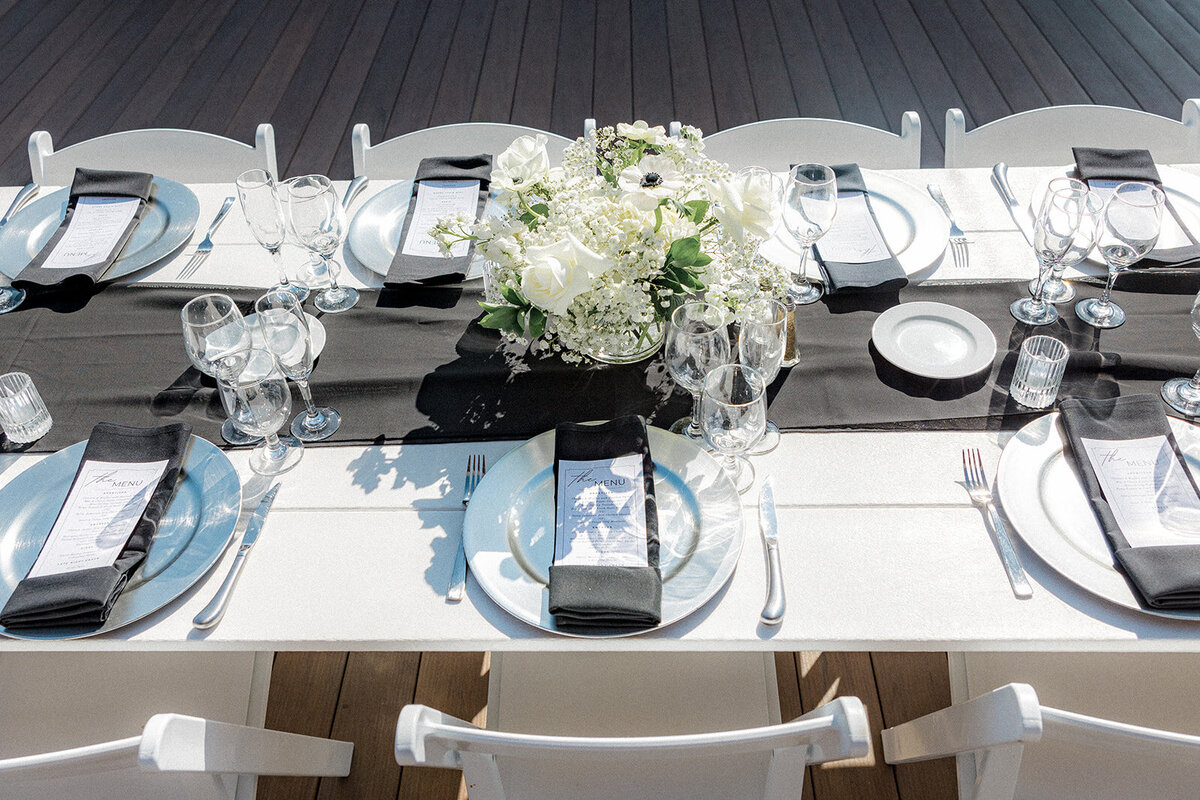 Close up of wedding table and centerpieces at San Diego wedding