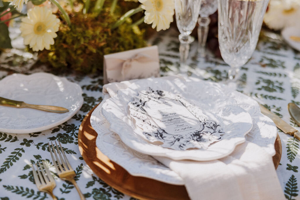 table setting editorial shadows monserate winery wedding editorial, timeless, candid