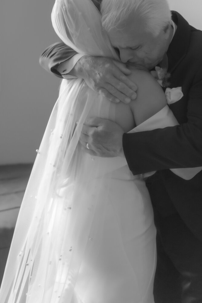 Bride Getting Hug from Dad