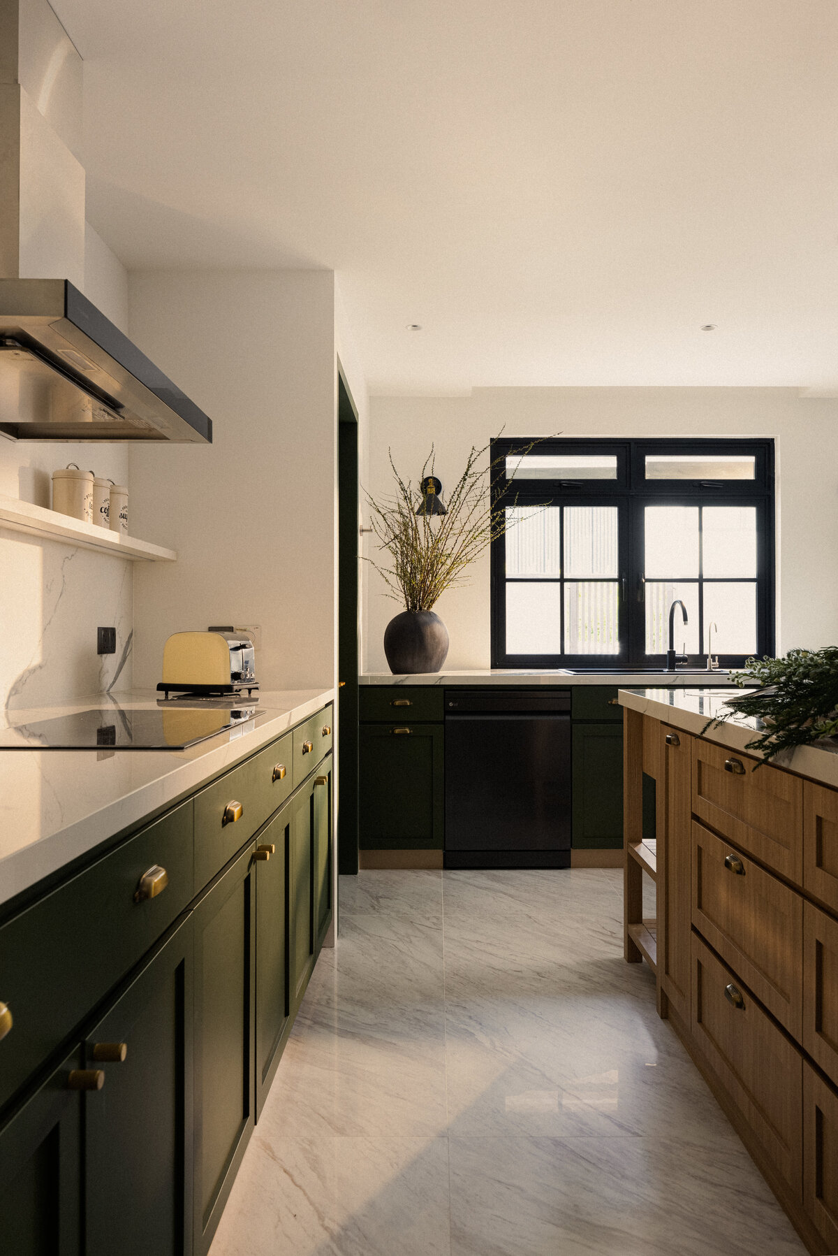 modern farmhouse kitchen with island