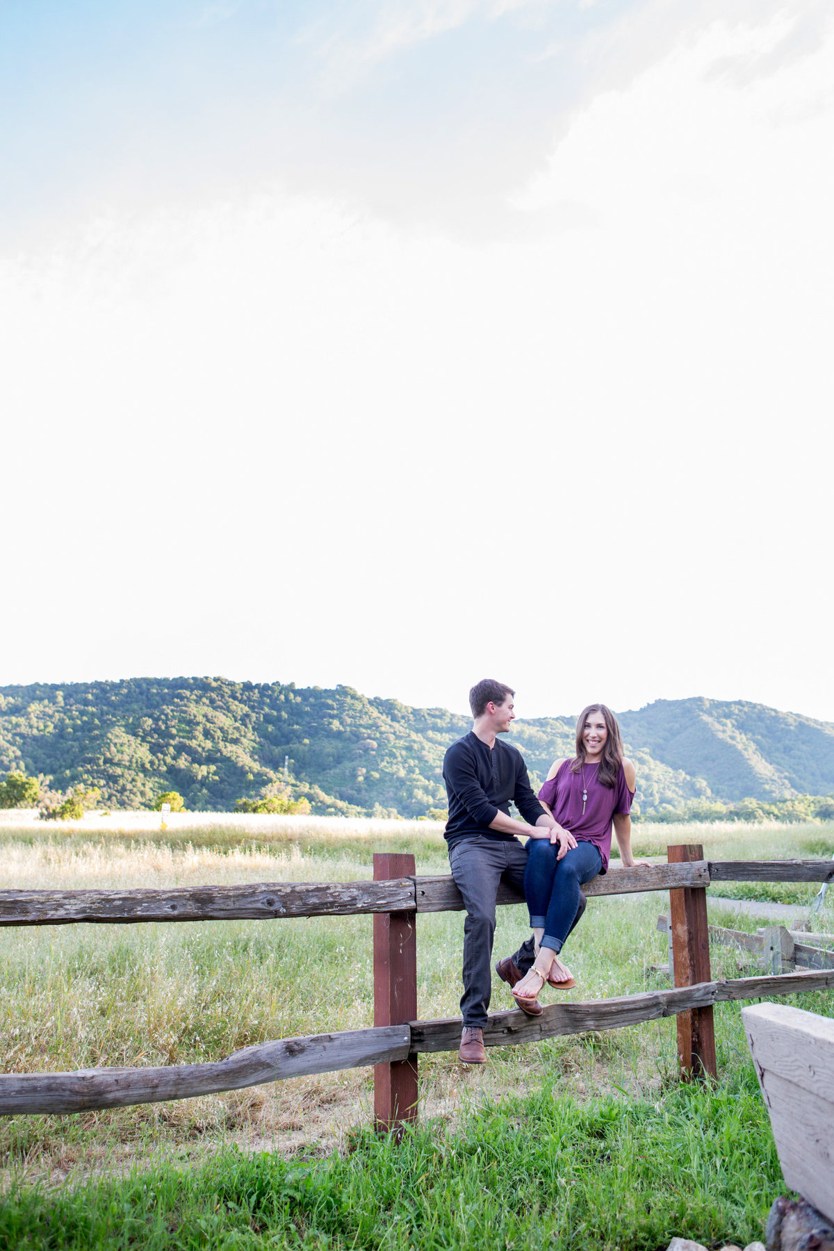 Natural light engagement session portraits greenery