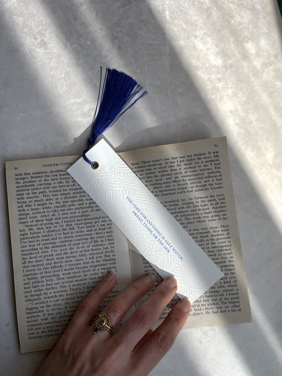letterpress-bookmark-salt-water-blue-tassle-bodega-press