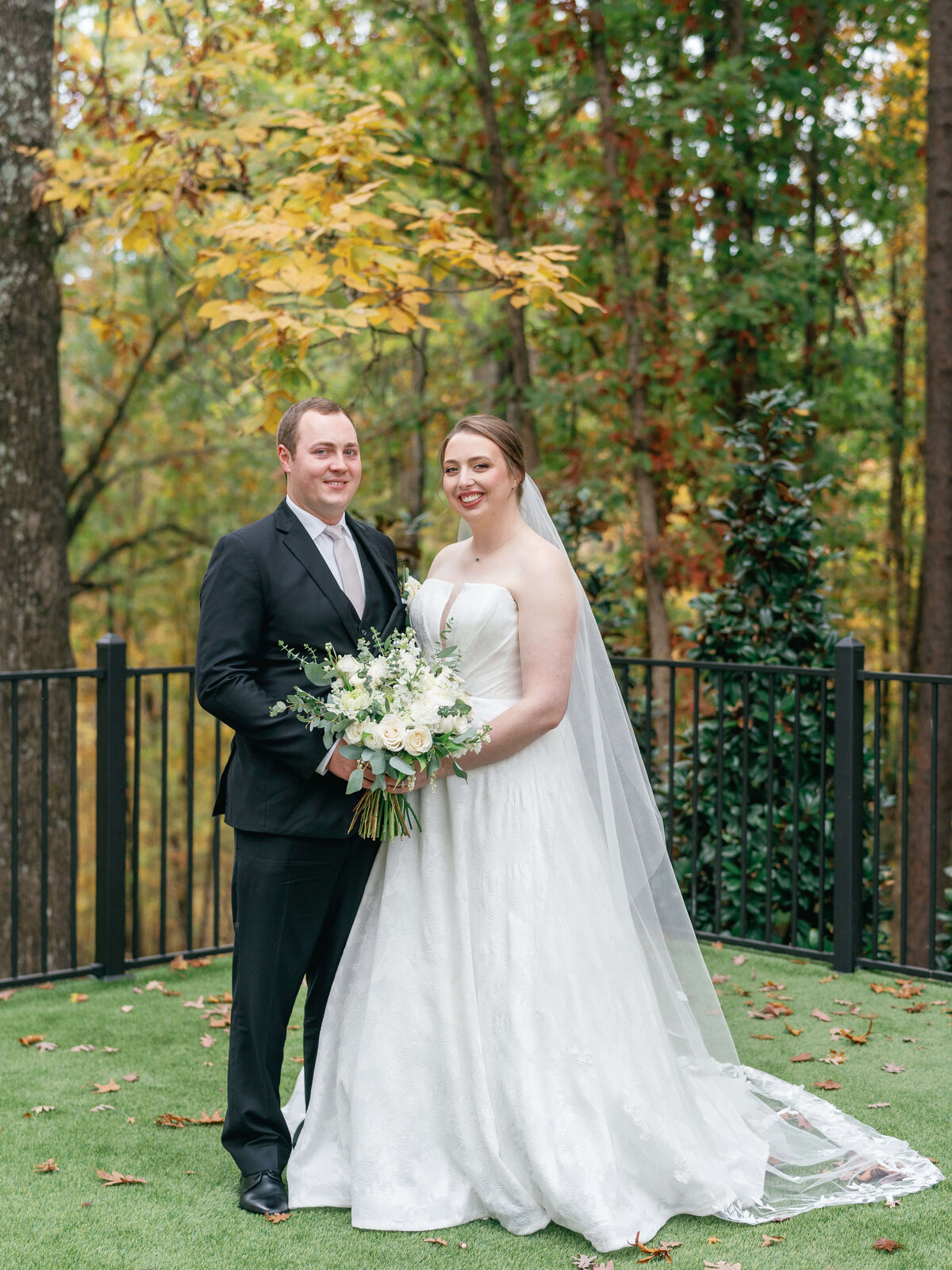 Bride and groom pictures overlooking the mountains at Nichols Heir
