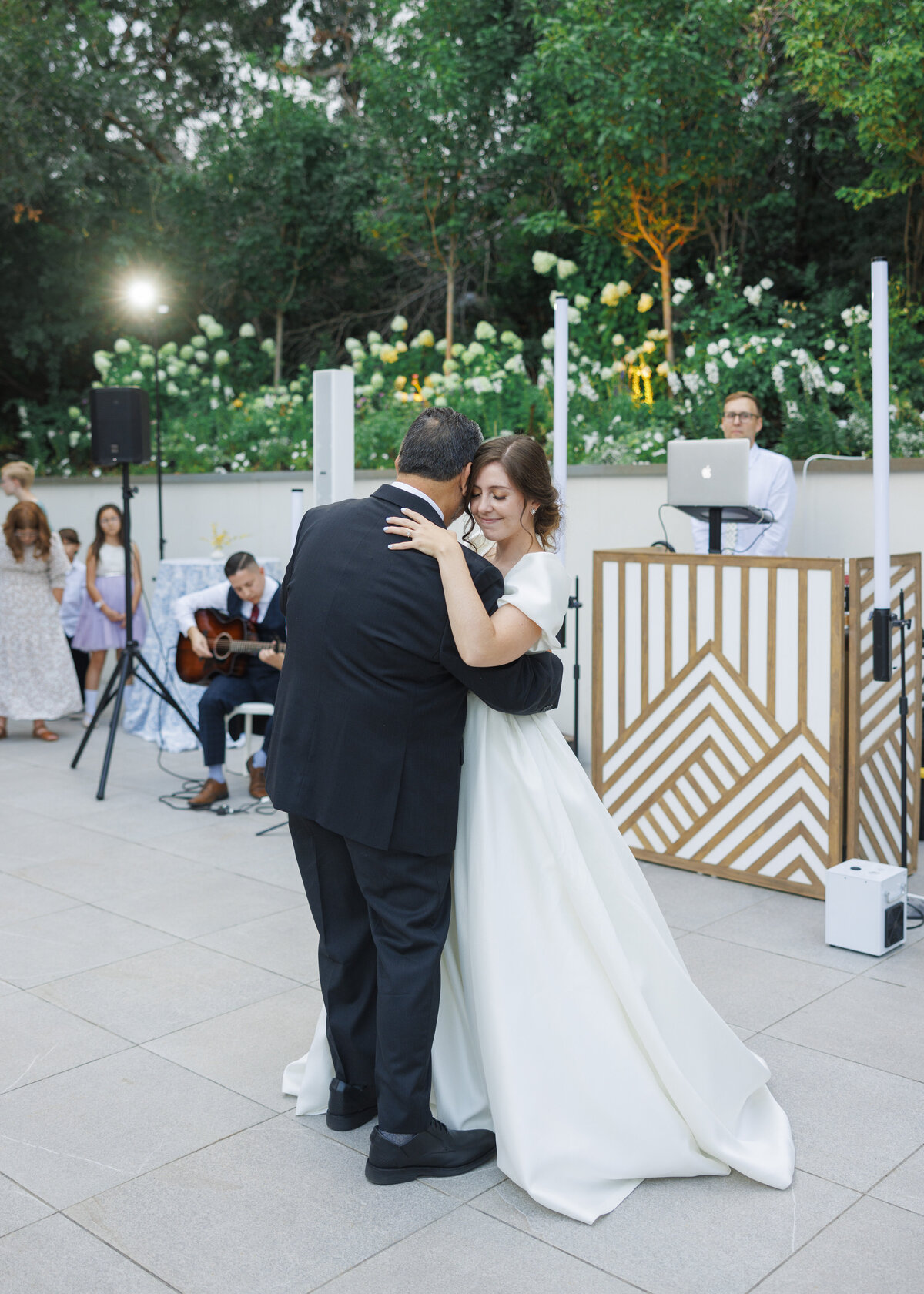 Father daughter first dance, at an outdoor reception at a Utah wedding venue