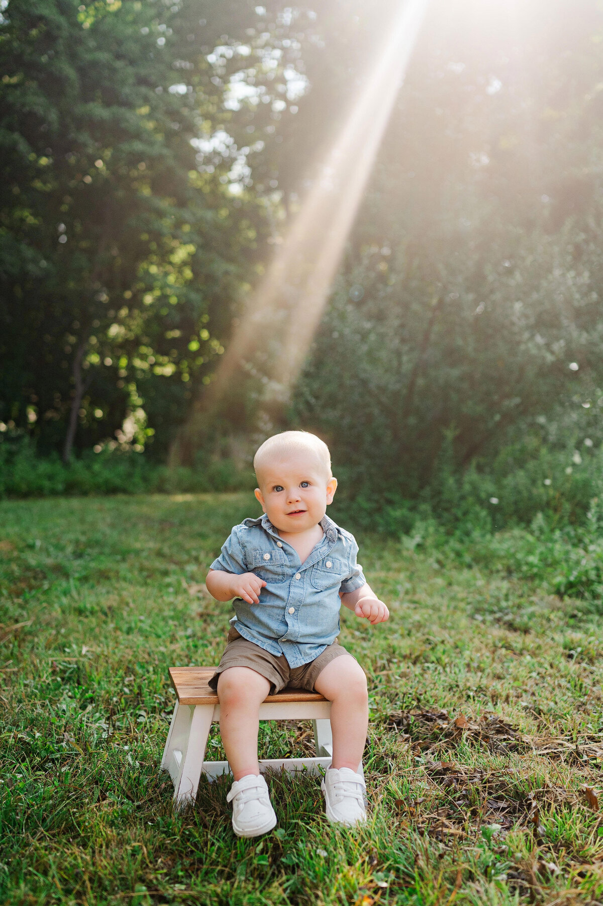 cute baby in the sunlight at family photos