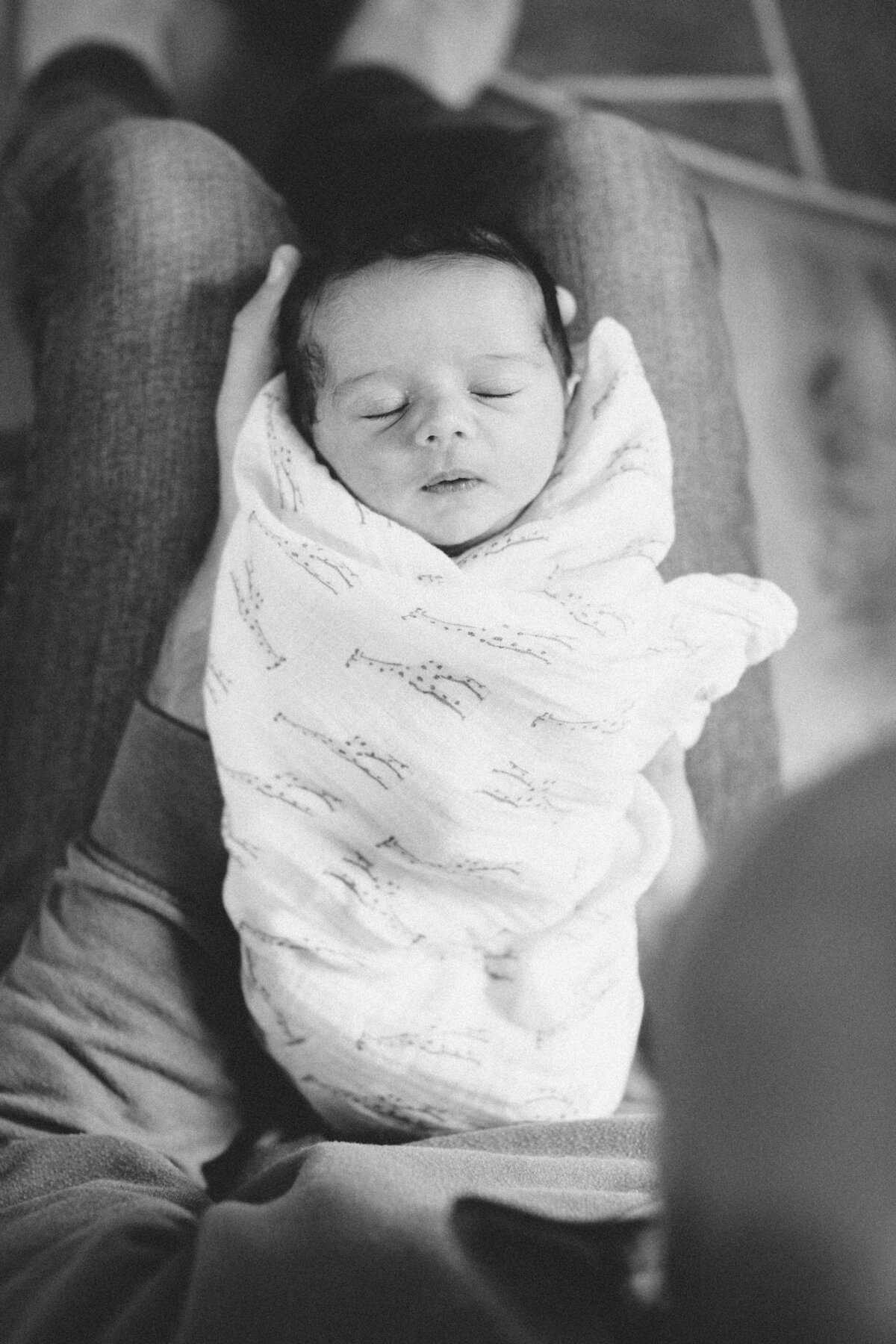 black and white newborn photo by New Hampshire based newborn photographer