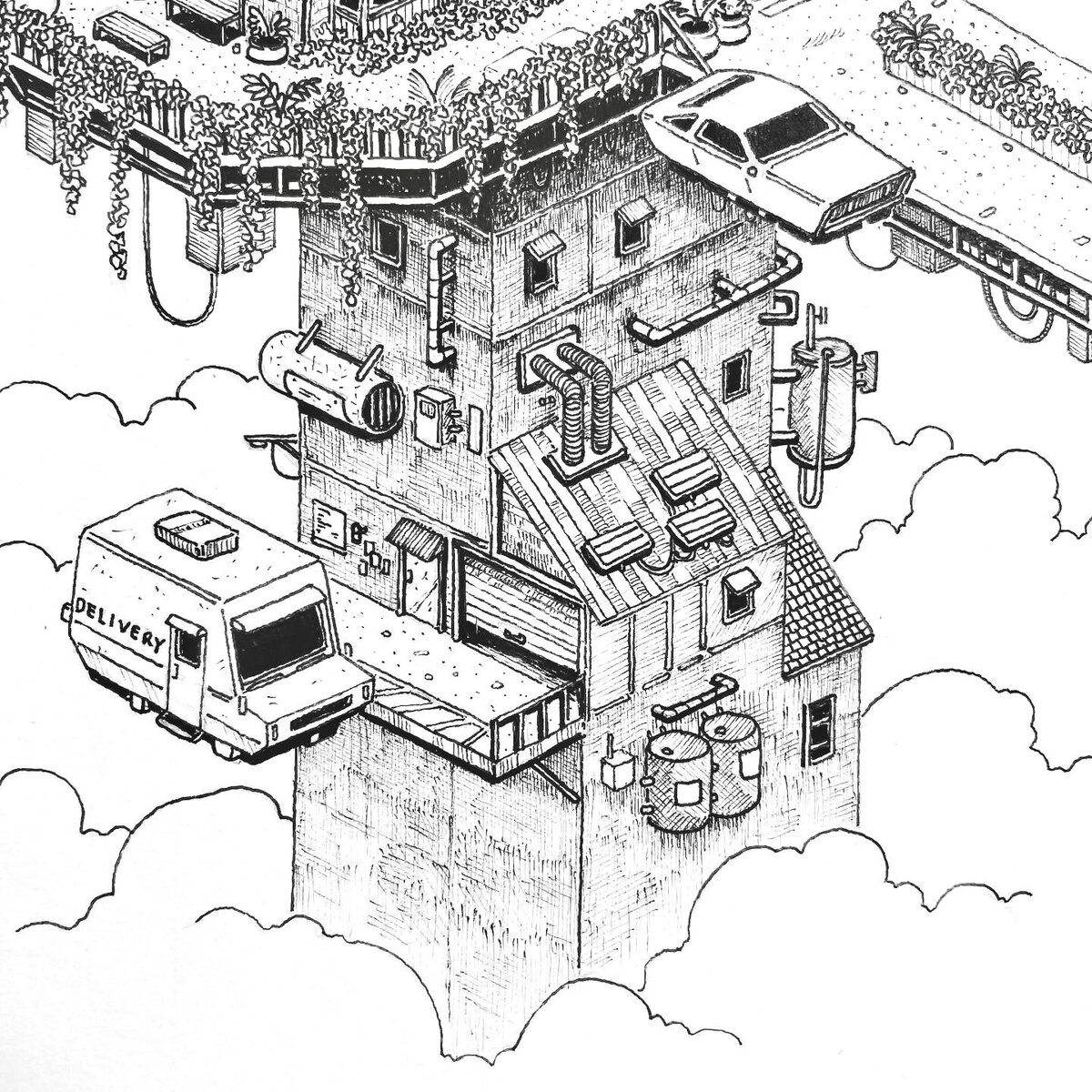 Detailed shot of the tower for Inktober 52 2022 prompt: SciFi