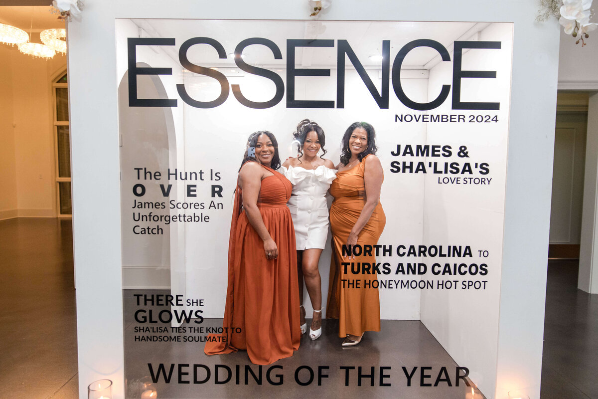 A special wedding moment is captured on the cover of Essence magazine, highlighting their love story.
