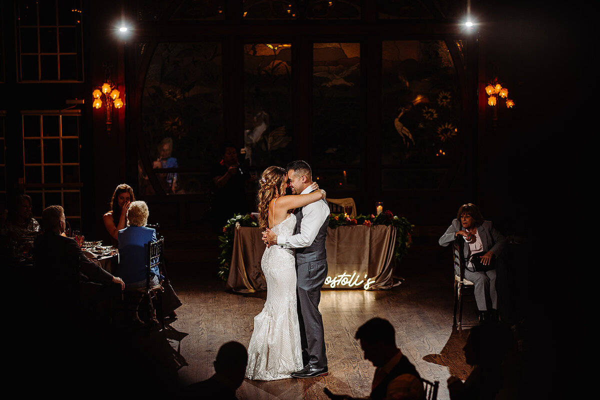 Bride and groom share their first dance  at Lionsgate Event Venue.