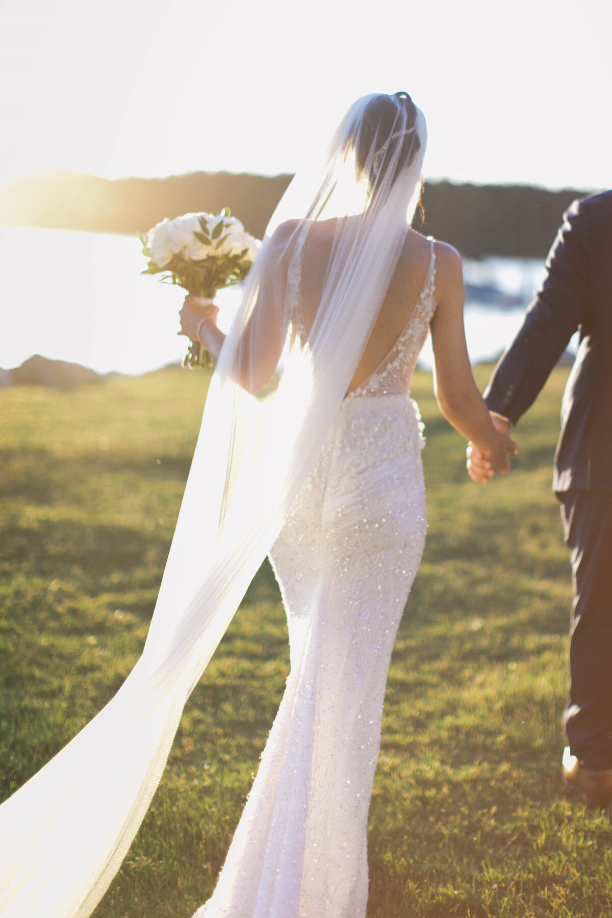 bride walking with groom