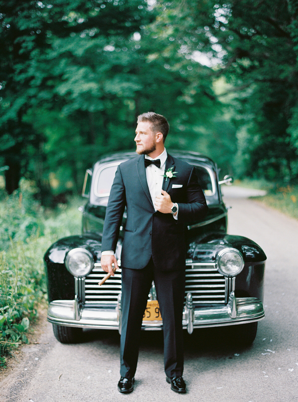 classic car groom portraits 1