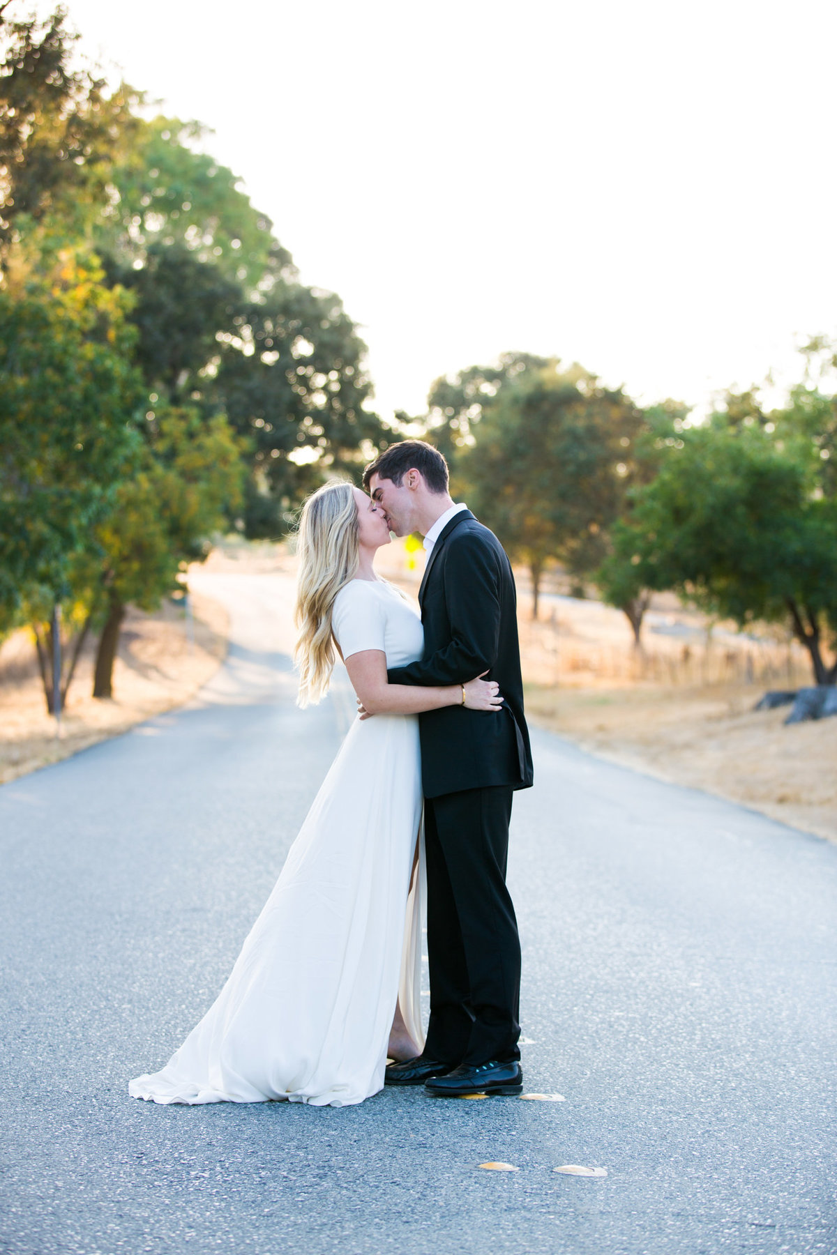 In the Middle of the Street in the Palo Alto Hills for Sunset Engagement Photos