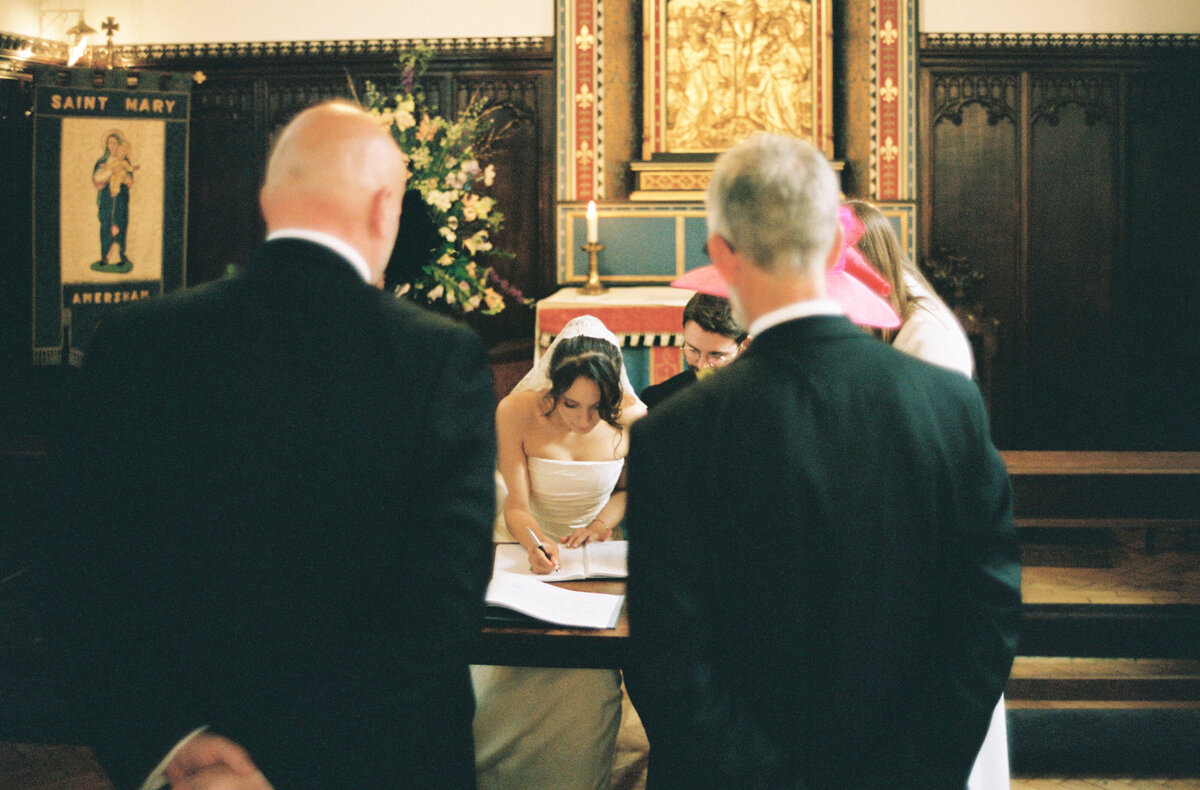 Wedding ceremony in Buckinghamshire captured on 35mm film