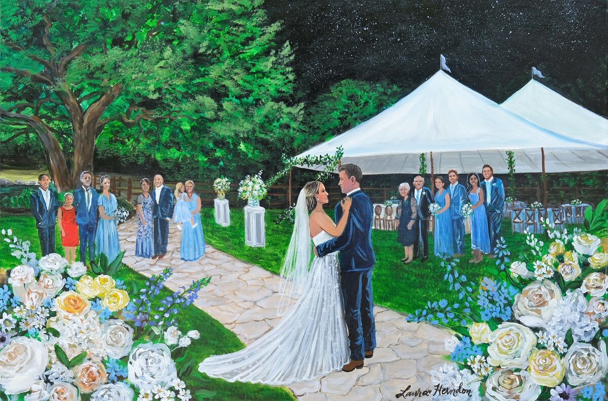 omni barton creek resort live wedding painting by Laura Herndon