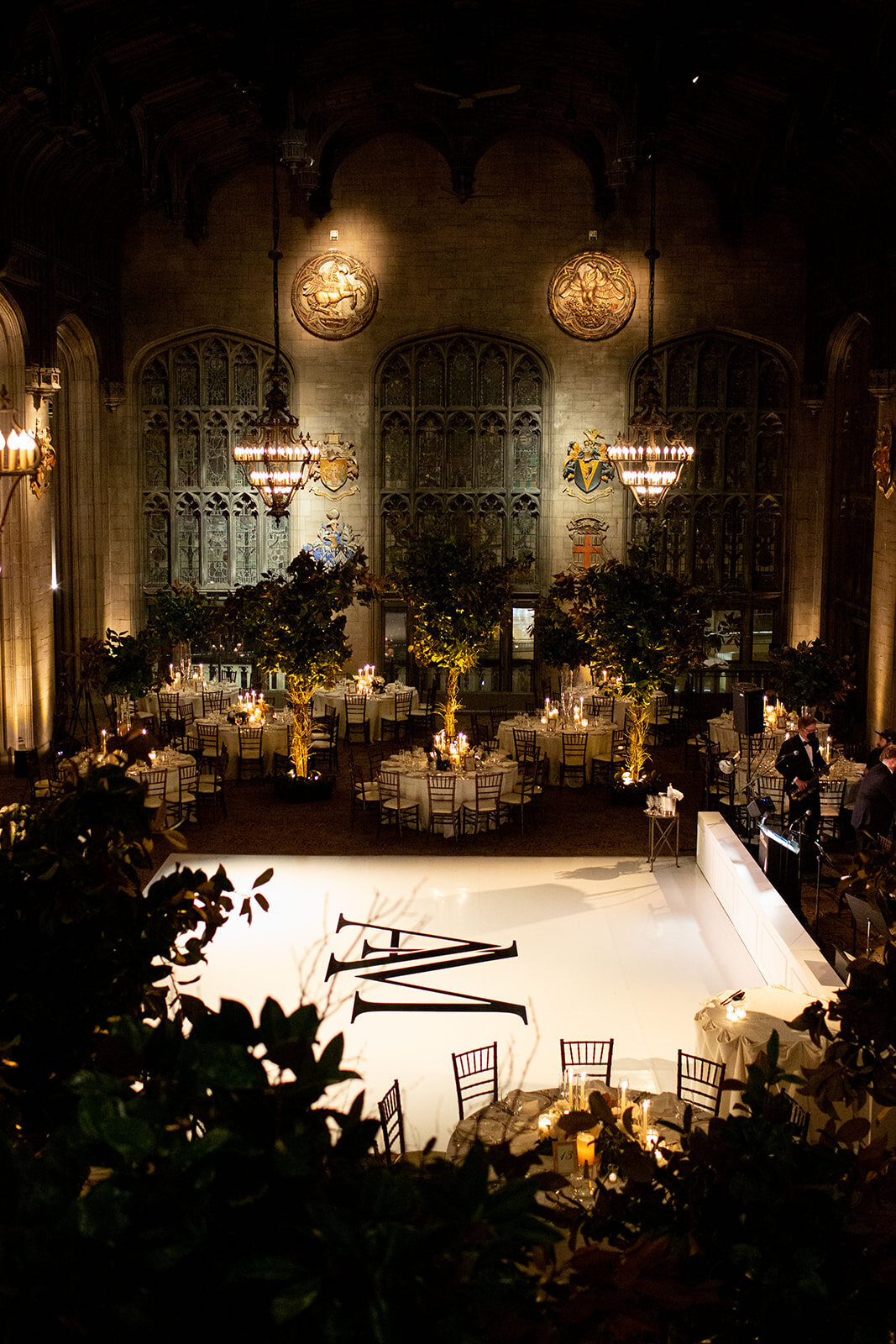 University Club of Chicago Wedding with custom built trees