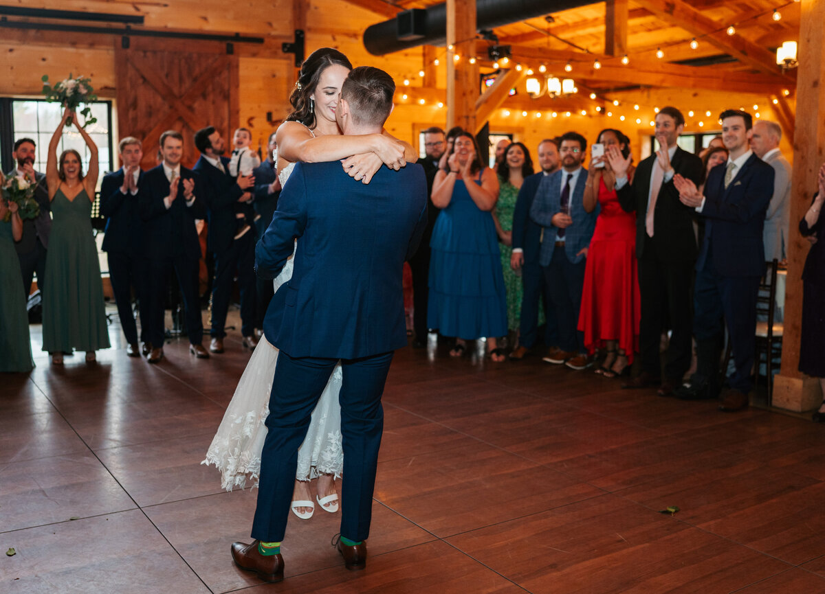 Reception decor featuring rustic charm and romantic candlelight