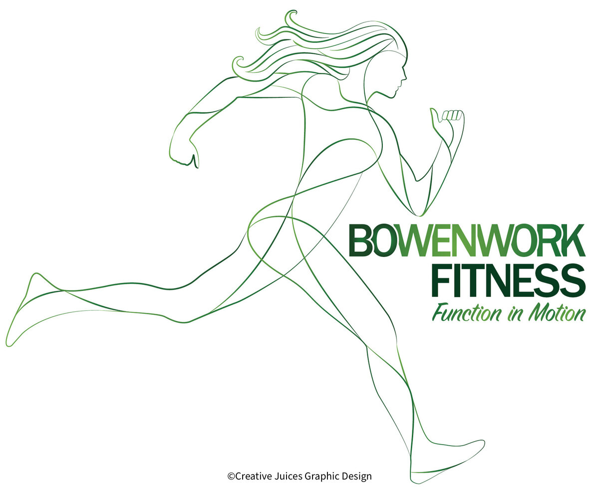 Logo design. Includes an image of a woman running. Hand-drawn design.
