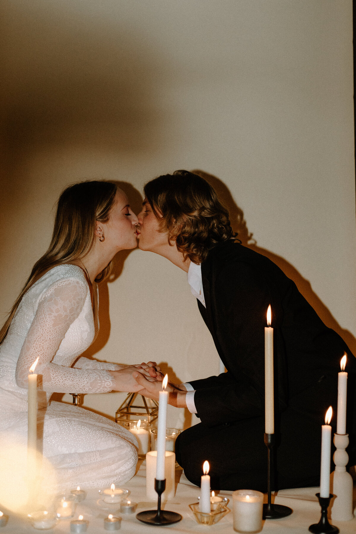 candlelight bridal photos