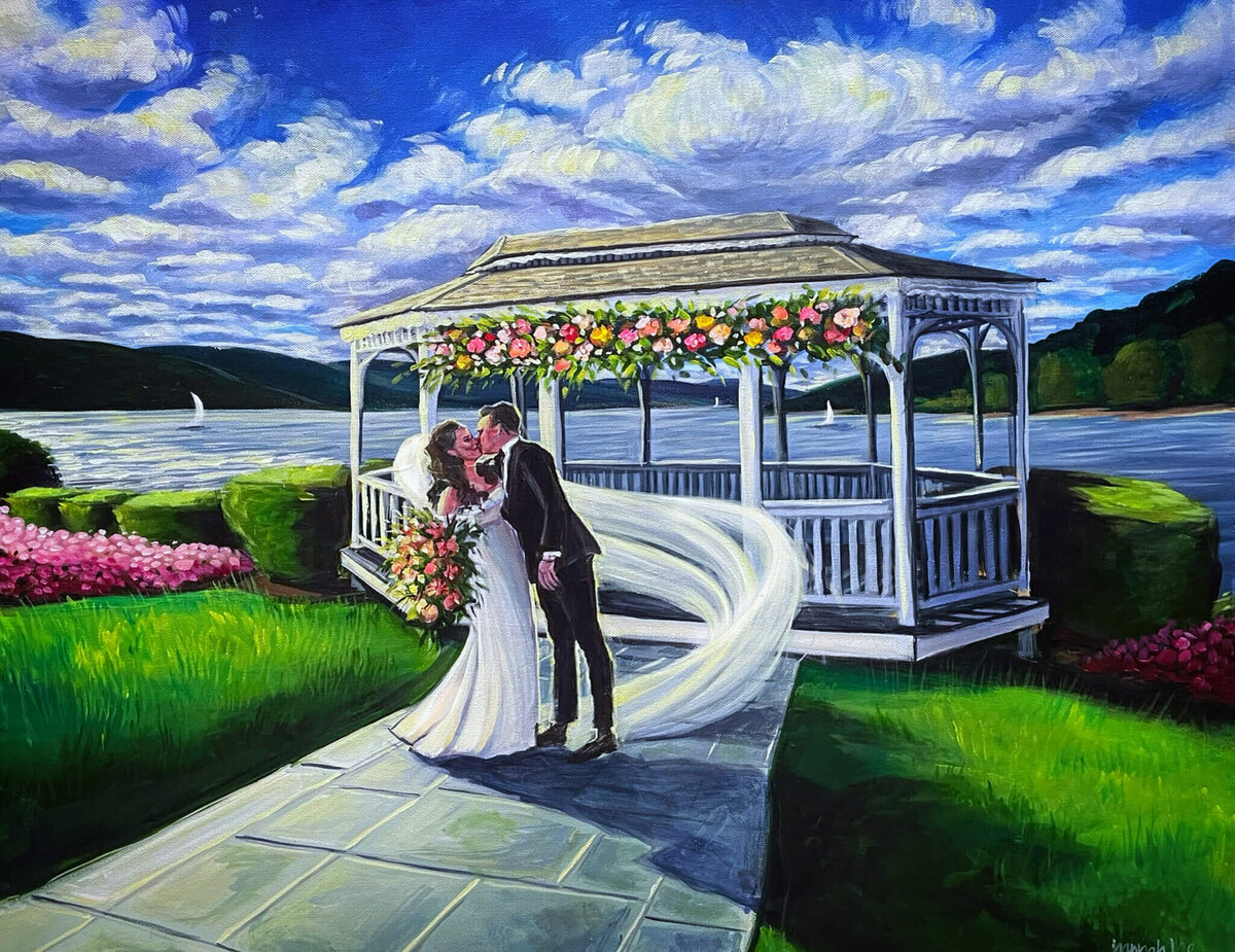 Live Wedding Painting - first kiss - Candlewood Inn Wedding Venue - Suden_Walther
