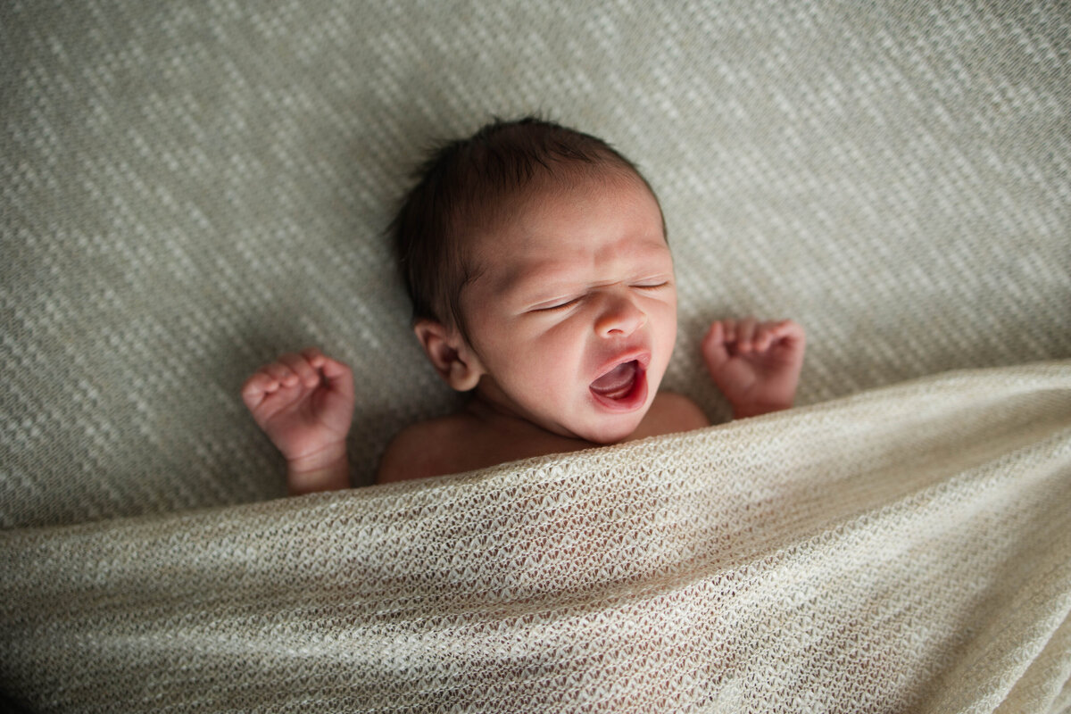 Newborn Baby Boy Yawning